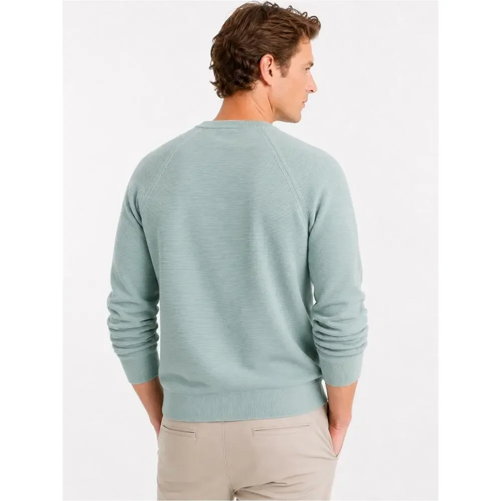 J.Crew Textured Cotton Crewneck Sweater Blue Mist NWT Size Medium Knit Pullover